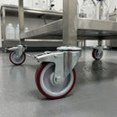 80mm Braked Bolt Hole Castor with Maroon PU Wheel