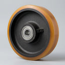 100mm Polyurethane Wheel on Cast Iron - 20mm Bore
