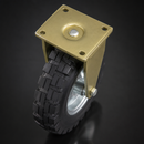 525mm Fixed Castor - Elastic Rubber Wheel, Block Rib Tread