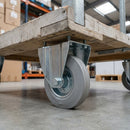 150mm Pressed Steel Fixed Castor – Grey Rubber Wheel