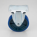 Fixed Castors 100mm Cast Iron with Blue Polyurethane