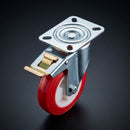 100mm Pressed Steel Directional Brake Castor – Red Wheel