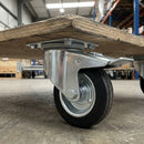 80mm Braked Castors with Black Rubber Wheel and Metal Centre