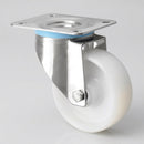 80mm Stainless Steel Swivel Castor – Nylon Wheel