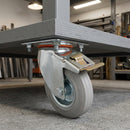 125mm Pressed Steel Directional Brake Castor – Grey Rubber Wheel