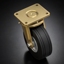 250mm Swivel Castor - Elastic Rubber Wheel, Ribbed Tread