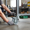 Premium 100mm Bolt Hole Swivel Castor Braked Wheel with Grey Rubber Tyre and Metal Treadguards for 70kg Load Capacity