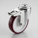 200mm Braked Bolt Hole Castor - Polyurethane Wheel