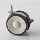 50mm Twin Wheel Castor with Threaded Stem and Foot Brake