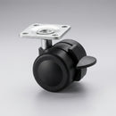 35mm Low Level Castor with Brake & Twin Plastic Wheel