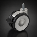 65mm Twin Wheel Castor with Threaded Stem and Brake