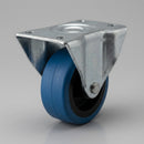 75mm Fixed Castor - Blue Rubber Wheel, 32mm Tread
