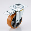 Directional Lock Castor Yellow Polyurethane on Aluminium Wheel Ball Bearing Top Plate
