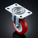 125mm Pressed Steel Swivel Castor – Red Polyamide Wheel