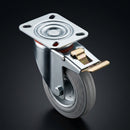 125mm Pressed Steel Directional Brake Castor – Grey Rubber Wheel