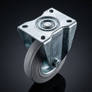 150mm Pressed Steel Fixed Castor – Grey Rubber Wheel