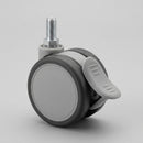 65mm Twin Wheel Castor with Brake and M10 Threaded Stem