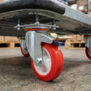100mm Pressed Steel Directional Brake Castor – Red Wheel