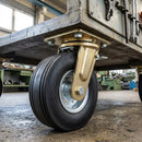 250mm Leading Brake Castor - Elastic Rubber Wheel, Ribbed Tread