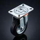80mm Pressed Steel Swivel Castor – Black Rubber Wheel