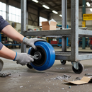 Premium 200mm Diameter Blue Elastic Rubber Tyred Wheel with Nylon Centre and 400Kg Load Capacity