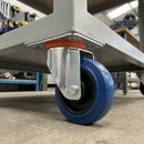 125mm Swivel Castor with Blue Rubber Wheel - 140kg Load Capacity