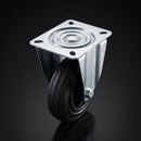 80mm Fixed Castor with Black Rubber Wheel - 60kg Load Capacity