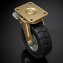 250mm Leading Brake Castor - Elastic Rubber Wheel, 85mm Tread