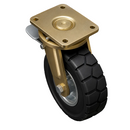 250mm Leading Brake Castor - Elastic Rubber Wheel, 85mm Tread