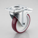 125mm Swivel Polyurethane Braked Castor 105mm x 85mm Plate