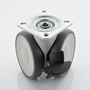 65mm Twin Wheel Castor with Plate Fitting and Brake