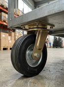 306mm Swivel Castor - Elastic Rubber Wheel, Ribbed Tread