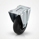 100mm Fixed Castor Black Rubber 75kg Load Capacity