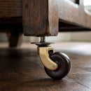 38mm Brass Swivel Castor – Brown Wheel, Threaded Stem