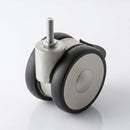 65mm Twin Wheel Castor with Threaded Stem and Brake