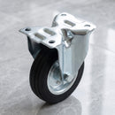 Fixed Castor Black Rubber on Pressed Steel Wheel Top Plate