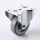 Fixed castor with grey TPR wheel and steel top plate, studio view