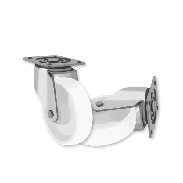 Light Gray 75mm Light Duty Swivel & Total Stop Brake White Plastic Wheel 50kg Load Capacity