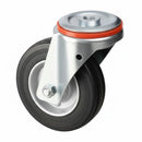 100mm Swivel Bolt Hole Castor | Black Rubber Tyre | Metal Centre | 75kg Capacity