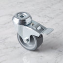 50mm Braked Swivel Bolt Hole Castor Grey Rubber Polypropylene Wheel M10 50kg Load Capacity