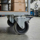 Gray Pressed Steel Braked Swivel Castors With Grey Rubber on Black Polypropylene Wheel - 50mm to 100mm