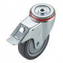 160mm Braked Swivel Bolt Hole Castor | Grey Anti-Static Polyurethane | 400kg Capacity