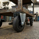 Dim Gray Pressed Steel Fixed Castors with Black Rubber on Polypropylene Wheel - 80mm to 150mm