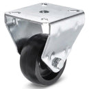 White Smoke Pressed Steel Fixed Castors With Black Polypropylene Wheel - 50mm to 100mm