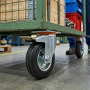 Dim Gray 100mm Pressed Steel Swivel Castor Wheel with Directional Brake & Top Plate - Black Rubber - 75kg Load